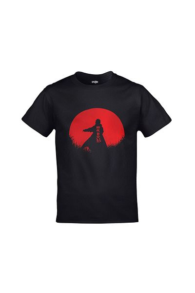 Orijin Tekstil Naruto Sunset Printed Unisex Black T-shirt