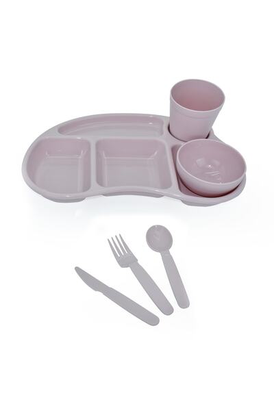 Melkan Home 5 Bölmeli Kahvaltılık Tabildot Kase Bardak Çatal Bıçak Kaşık Set ...