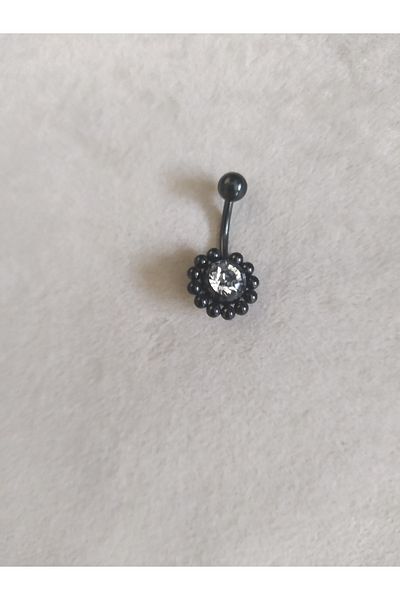AyçaSilver ثقب البطن من حجر الزركون الأسود