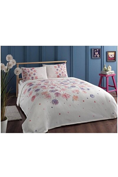 Taç Ezra %100 Pamuk Tek Kişilik Pike Takımı Pembe-60250032 lastikli