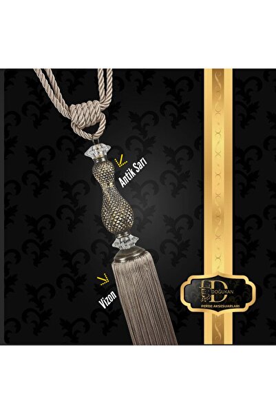 Doğukan perde aksesuarları Brç-224 Braçol Başlık Antik/sarı - Ip Vizon (1 ADET)