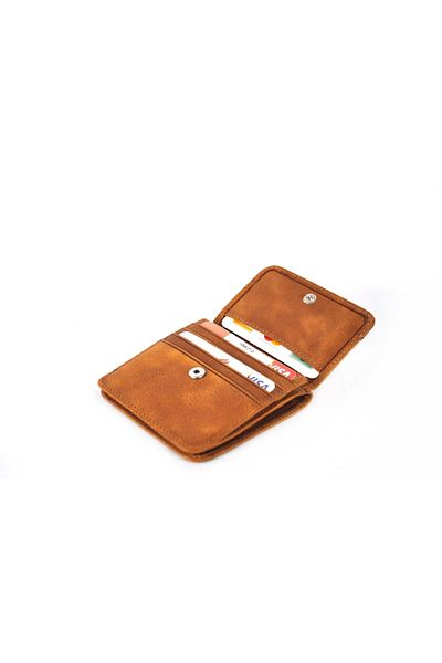 Eminsa Men's Camel Crazy Leather Small Wallet