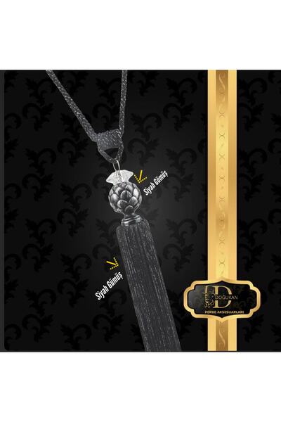 Doğukan perde aksesuarları Brç-219 Braçol Başlık Siyah/gümüş - Ip Siyah/gümüş (1 ADET)