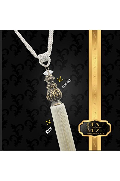 Doğukan perde aksesuarları Brç-205 Braçol Başlık Antik/sarı - Ip Krem (1 ADET)