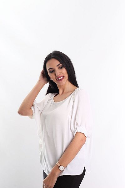 Blues Outlet Bluză de damă cu mânecă liliac albă
