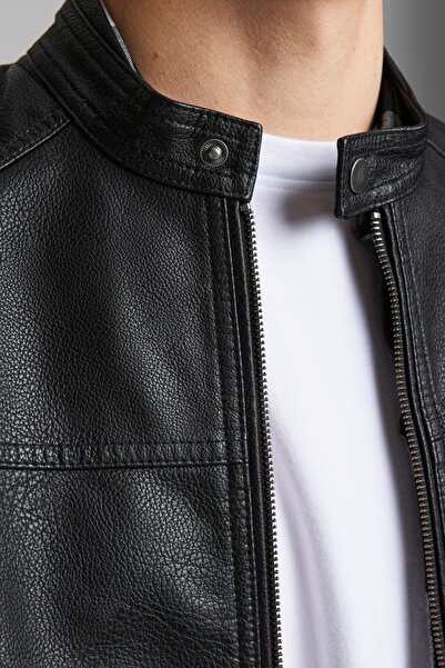 Jack & Jones Men's Leather Jacket 63412147218 Black