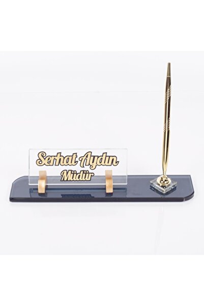 Ofistike Viva Tek Kalemli Kristal Kabartma Masa Isimliği Ofis Hediyesi Masa Ü...