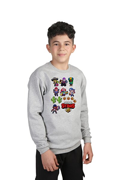 Raf Coll Dječja siva melanž majica Brawl Star okrugla kragna Digitalna štampa...