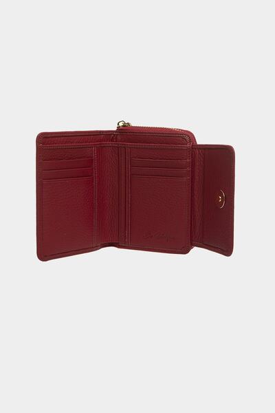 Grande 3802 Genuine Genuine Leather Small Women's Wallet Flother Claret Red
