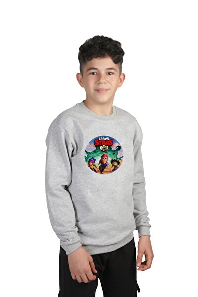 Raf Coll Dječja siva melanž majica Brawl Star okrugla kragna Digitalna štampa...
