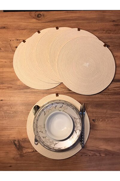 AYŞE SERHOŞOĞLU HOME DESİGN 6 Pieces Placemat, Charger Set, Plate Mat, Silicone-Free, Machine Stitched