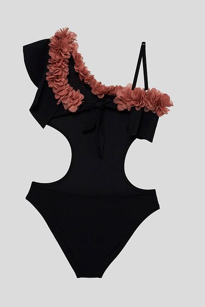 SHELLSEA Girl's One Shoulder Rose Flounce Swimsuit