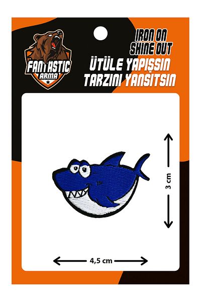 FANTASTIC ARMA Patch de armă țesută care se lipsește cu fierul de călcat, pește albastru