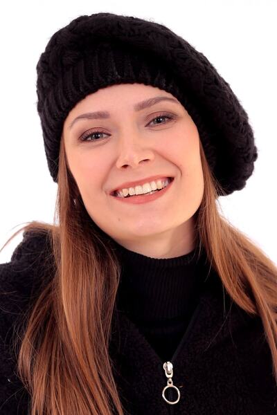 Deafox Dámský černý pletený malířský baret