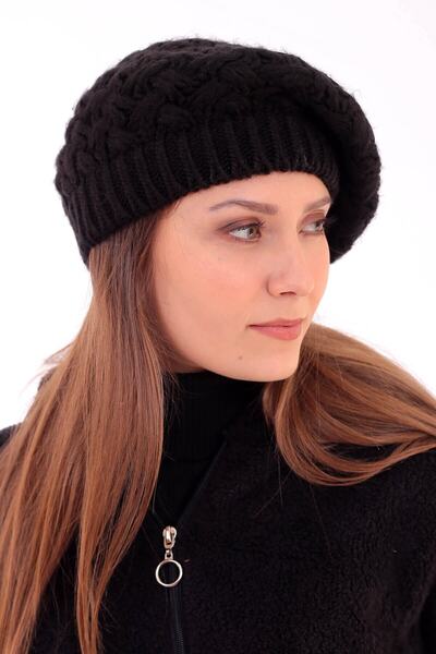 Deafox Dámský černý pletený malířský baret