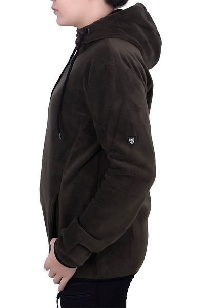GHASSY CO. Women's Khaki Hooded Zippered Fleece Sweatshirt