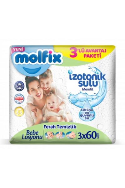 Molfix Ferah Temizlik Izotonik Sulu Mendil 3´lü Avantaj Paketi 180´li