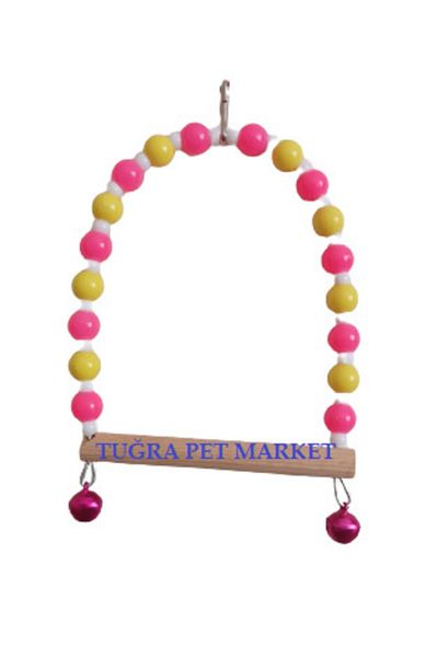 TUĞRA PET MARKET Tuğra Pet M. Handmade Bird Swing with Wooden Perch and Toy Budgie Swing with Bell