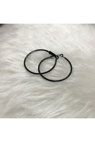 Fashion Jewellery Medium Size Black Hoop Earrings
