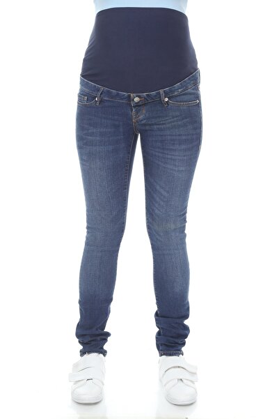 MİMBA Kadın Lacivert Denim Dar Paça Hamile Kot Pantolonu