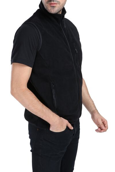 GHASSY CO. Men's Black Multi-Pocket Fleece Vest