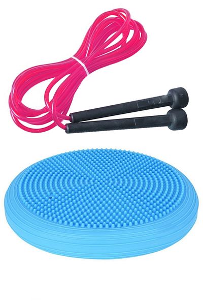 Jet Set de exerciții Pilates - Minge cu disc de echilibru și frânghie de sărituri, instrument de antrenament pentru echilibru