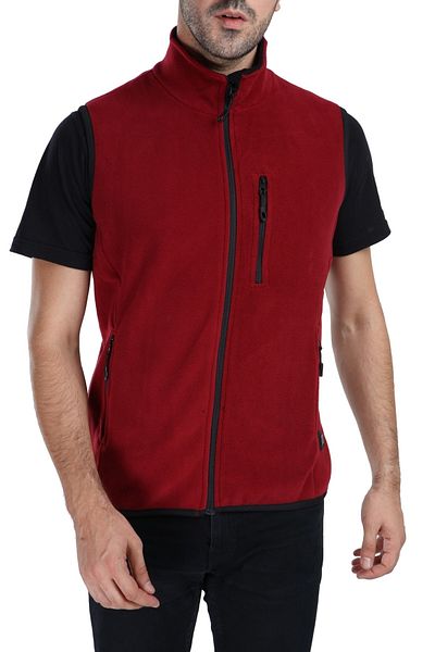 GHASSY CO. Men's Claret Red Multi-Pocket Claret Red Fleece Vest