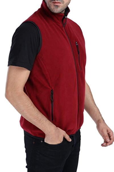 GHASSY CO. Men's Claret Red Multi-Pocket Claret Red Fleece Vest
