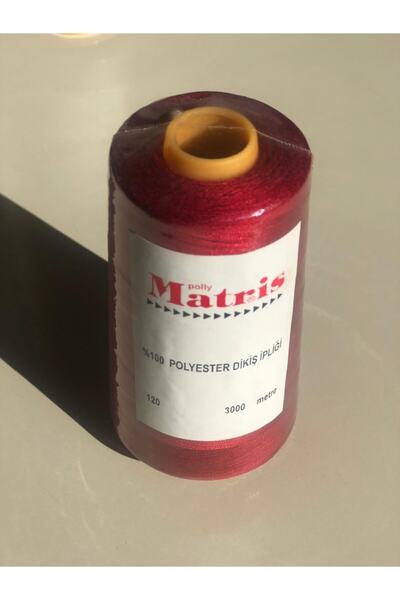 120 No %100 Polyester Dikiş Ipliği Kırmızı 3000 Metre