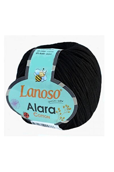 Lanoso Alara Cotton No: 960 Örgü Ipi Amigurumi 50 Gr 140 Mt - Siyah