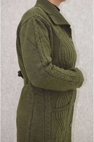Fresh&Moda Cardigan verde cu nasturi de damă