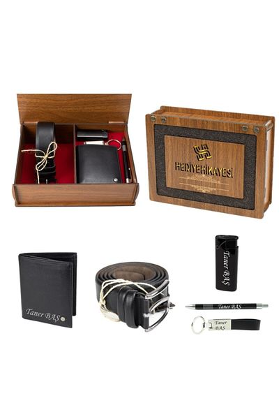 CENGİZ PAKEL 13601 Genuine Leather Men's Wallet and Belt Set