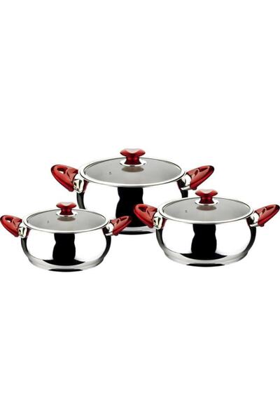 Akdeniz Merkür 6 Parça Bakalit Kulp Çelik Tencere Seti