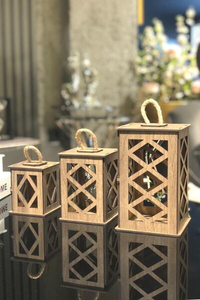 Genel Markalar 3'lü Mini Ahşap Fener Seti