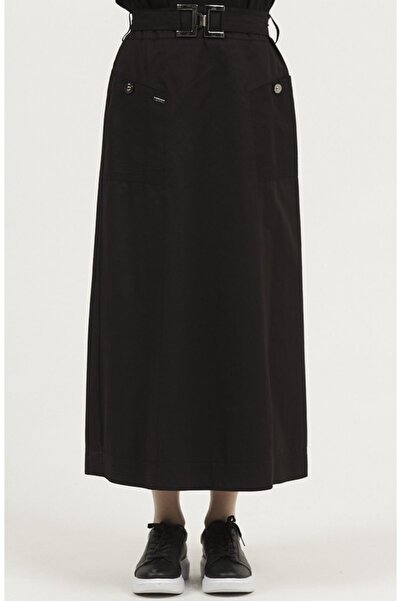 TRENDTESETTÜR WOMEN'S BLACK BELTED SKIRT T 60347