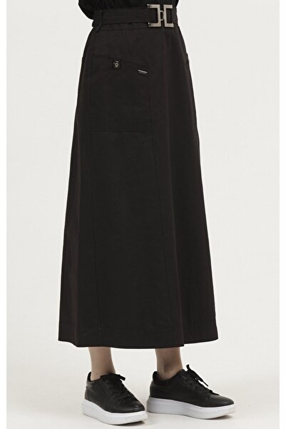 TRENDTESETTÜR WOMEN'S BLACK BELTED SKIRT T 60347