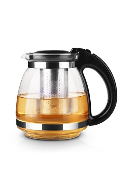 HETicaret Çelik Süzgeçli Cam Demlik Isıya Dayanıklı Cam Çaydanlık - Bitki Çay...