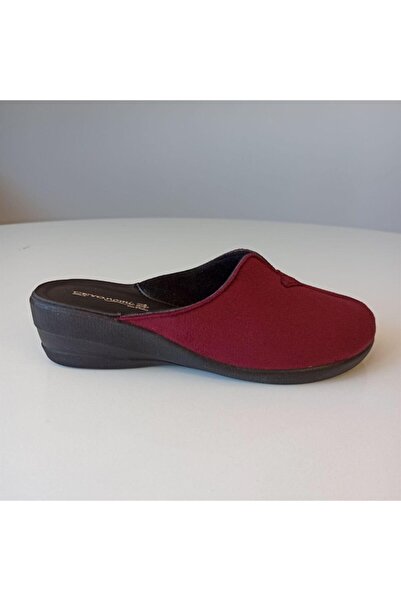 Ceyo Kadın Bordo Günlük Kışlık Anatomik Ev İçi Süet Terlik Mila-1