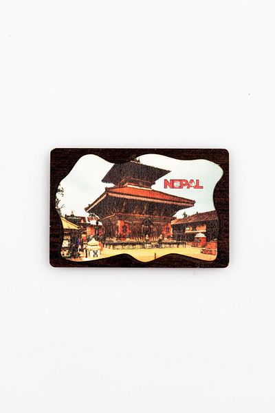 Dünyadan Hediyeler Nepal Themed Leather Magnet Wooden Plate