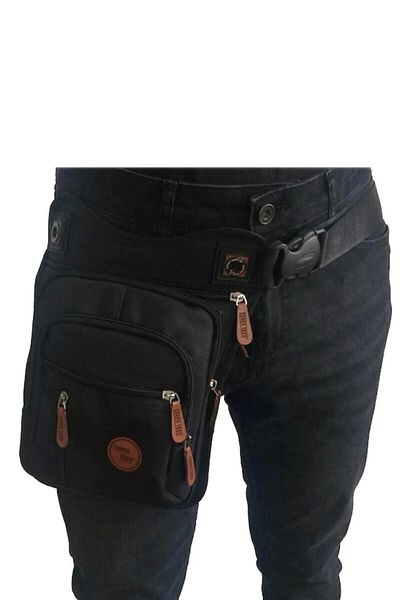 SEVENTEEN Canvas Fabric Multi-Compartment Waist Leg Shoulder Chest Biker Bag