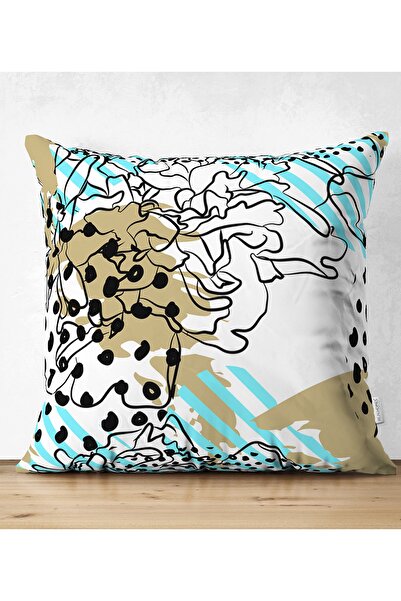 Realhomes غطاء وسادة عصري مطبوع رقميًا مع رسومات Onedraw على خلفية ملونة