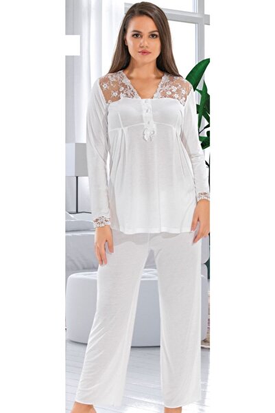 Alissa Ženska ekru trudnička haljina i pidžama set