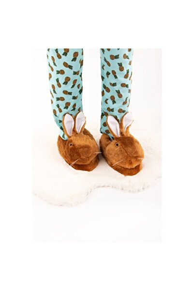 STANDART Унисекс кафяви пантофки с зайци