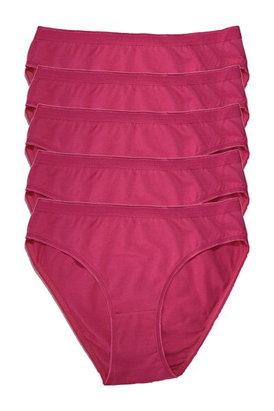 Tutku Bikini de damă din bumbac pieptănat, chiloți 5 piese fucsia