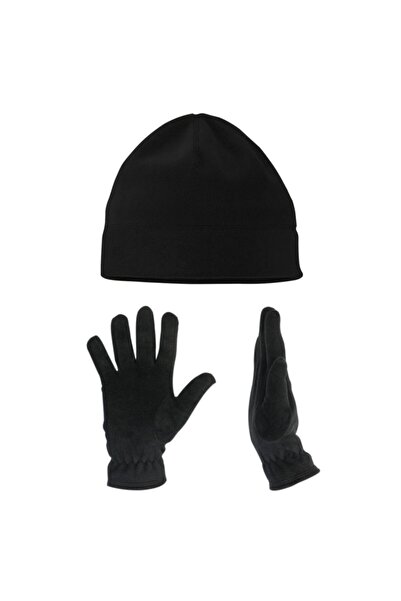 Kadın Siyah Polar Bere Ve Polar Eldiven 2'li Set -