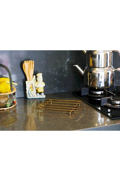 CAROLİNA Coaster Protection Stand Fireproof Stainless Full Steel Trivet