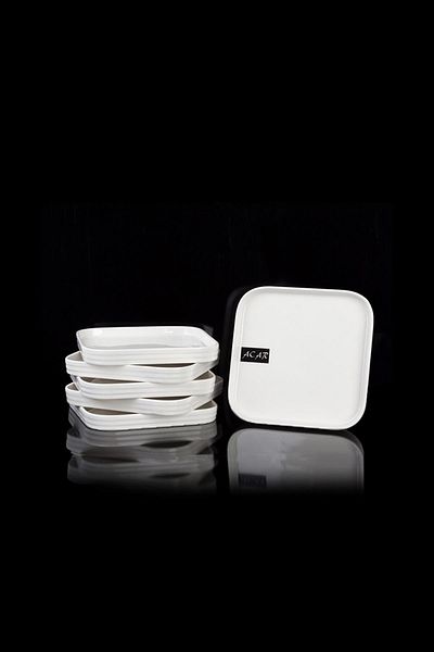 ACAR Bianca Perla 6-Piece Porcelain Square Serving Plate - 18.5 Cm