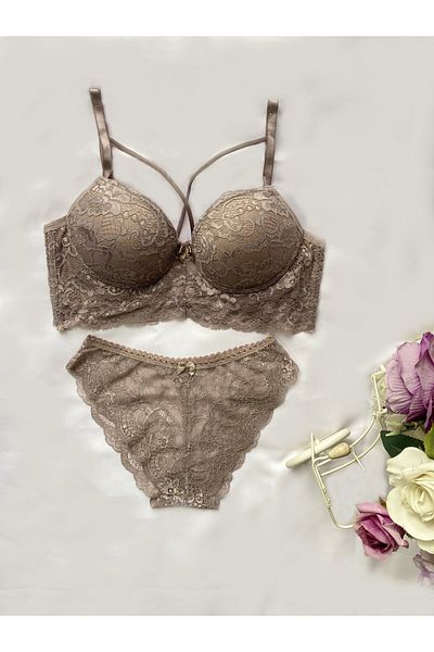 Betimoda Σετ γυναικείο Bralet και σουτιέν με δαντέλα Mink