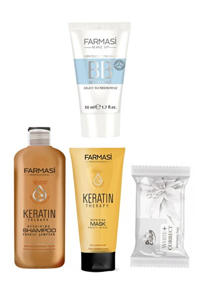 Farmasi Bb Krem Açıktan Ortaya - Keratin Therapy Şampuan - Saç Maskesi - Sabun Seti