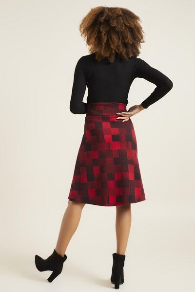 Quincey Women's Burgundy Woolen Bell Skirt
